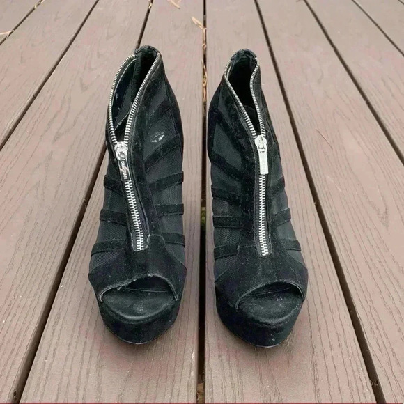 Colin Stuart black mesh pumps with zippers - Picture 2 of 6